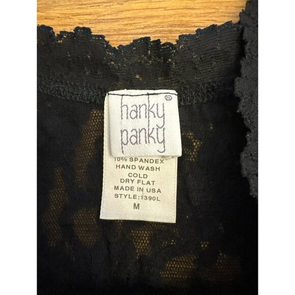 Hanky Panky Black Stretch Lace Lingerie Set Tank Top Boyshort Panty Camisole - Picture 2 of 4